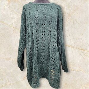 KATHRYN DEENE | Crochet Forest Green Knit Dark Fairy Cottagecore Sweater | 26 28